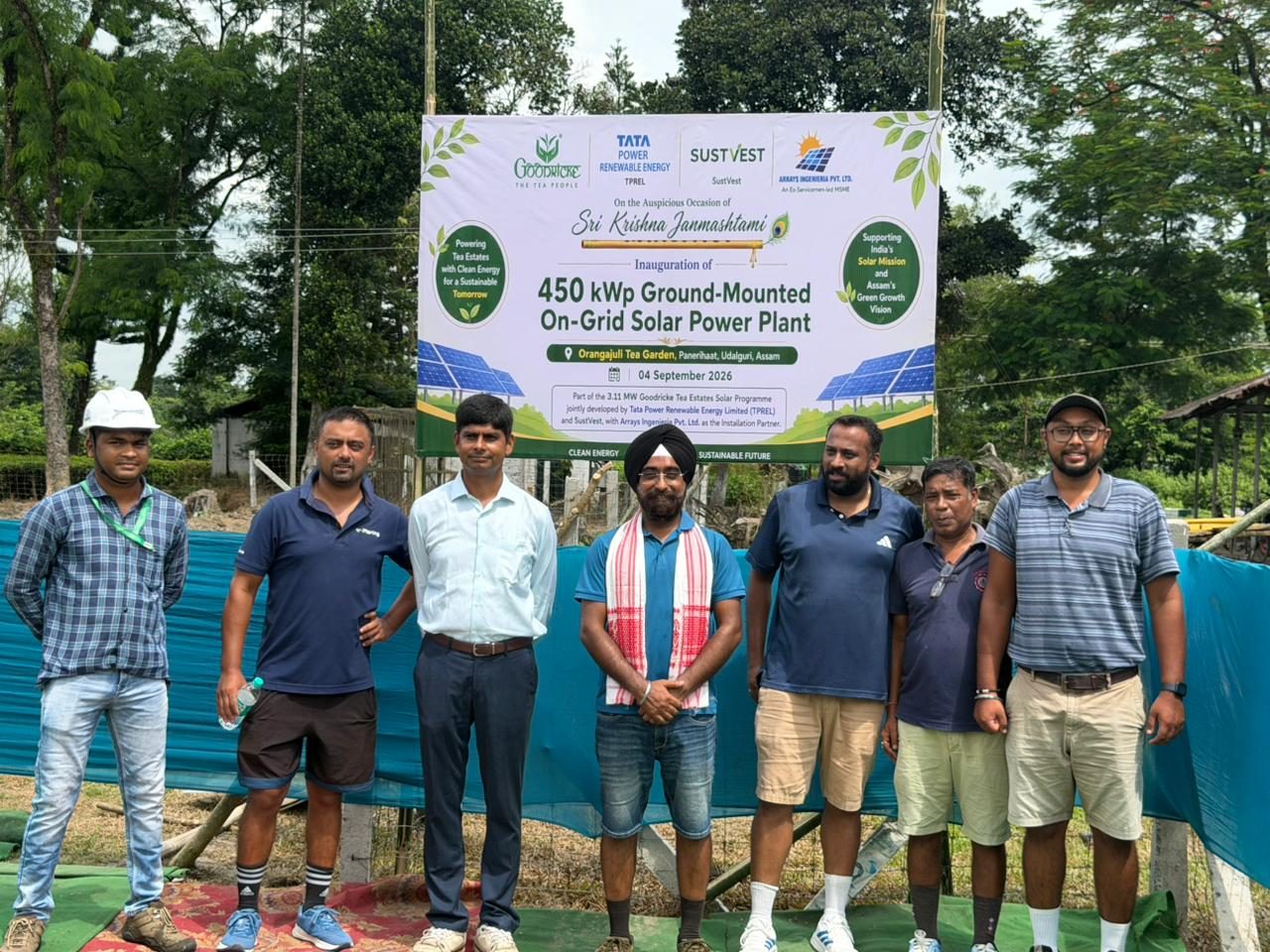Inauguration of the 450 kWp Orangajuli Tea Garden solar plant, Udalguri, 4 September 2026, Arrays Ingenieria installation partner